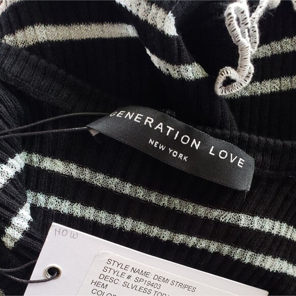 Generation Love Stretchy Striped Sleeveless Tank Top with Lurex and Lettuce Hem - Picture 6 of 6